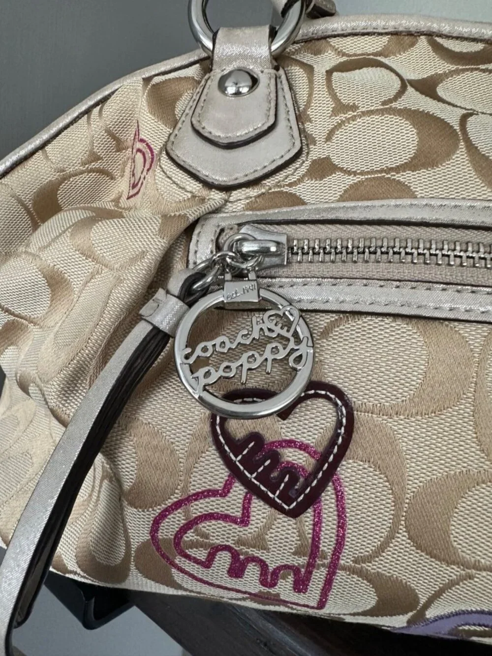 COACH Vintage Poppy Petal Signature Shoulder Bag Purse Y2K 2000s